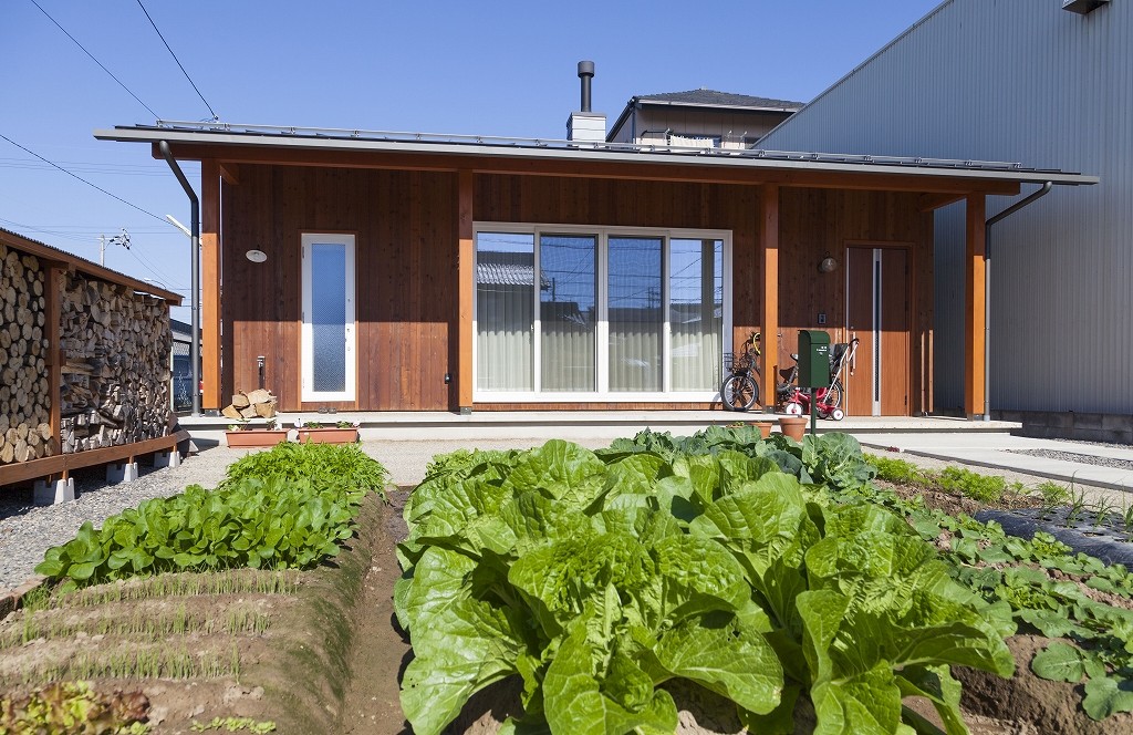 薪置き場と家庭菜園