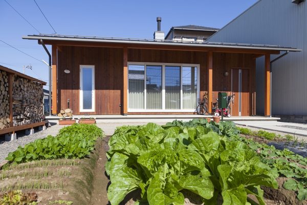 薪置き場と家庭菜園